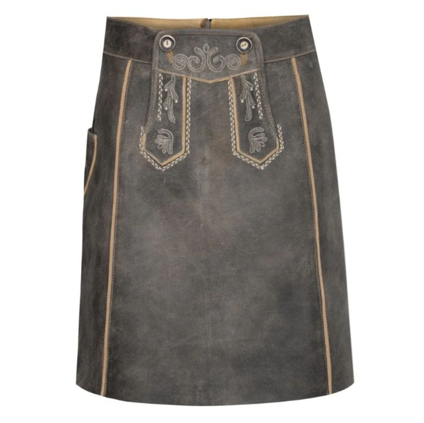 Full front view of LederLuxe Bavarian Skirt